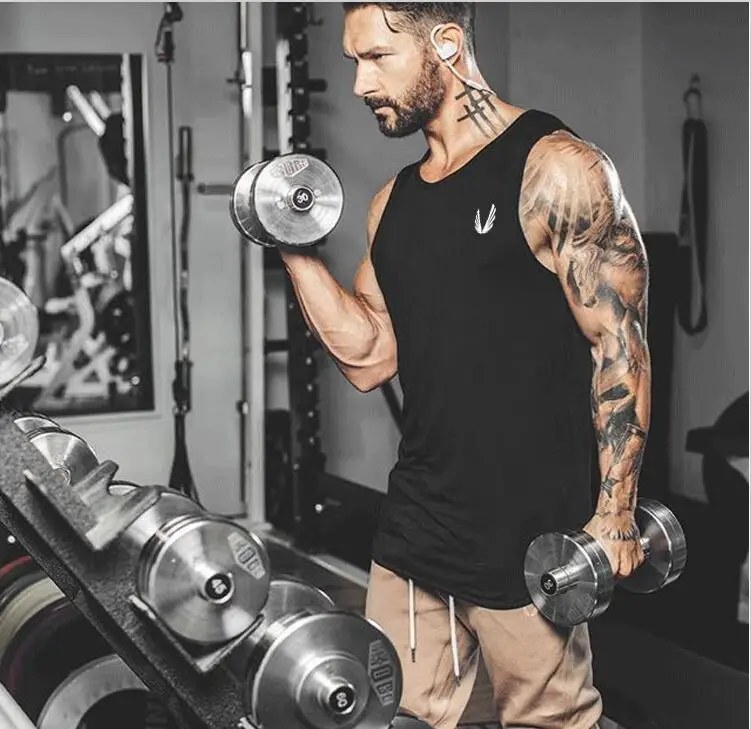 Горячая Продажа 2017 мужские Стрингер Singlets Хлопок Спортивные Залы Топы Мышечные