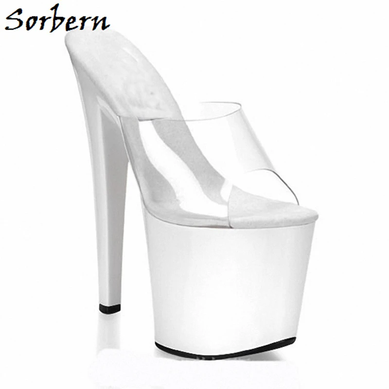 Шлепанцы женские с открытым носком на платформе из прозрачного пластика|Тапочки|