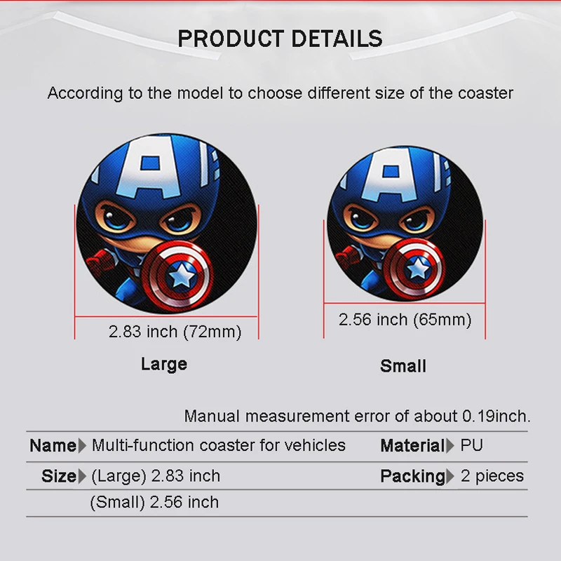 Для Marvel Avengers Heros фигурка салона автомобиля круглая бутылка для воды с мультяшным ковриком Coaster