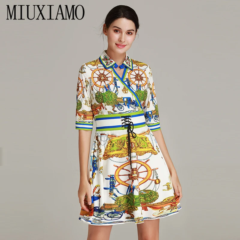 Женское винтажное платье MIUXIMAO Повседневное с цветочным принтом и бантом лето