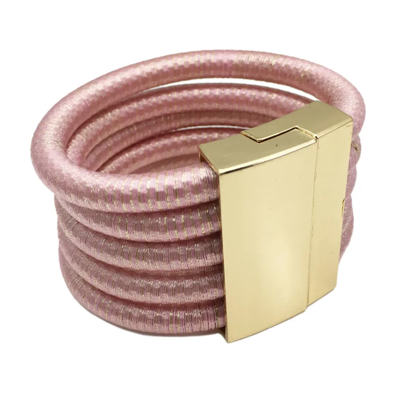 Pink Bracelet MANILAI Горячая Бохо Воротник Ожерелье Ювелирные наборы Мода магнетизм Кнопка многослойное ожерелье-чокер браслеты Набор для женщин Bijoux - Окраска металла: Pink Bracelet