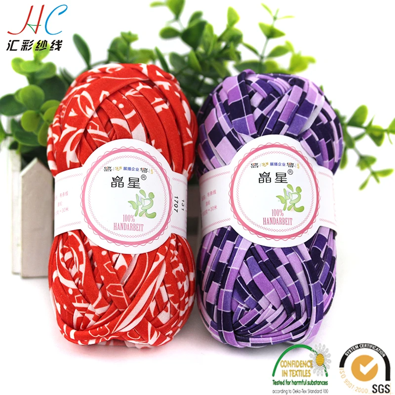Jingxing, Новое поступление, печатные цвета, ручная трикотажная футболка, ткань, пряжа, лента для вязания крючком, пряжа, сделано в Китае, Шанхай, smb, ленточная пряжа