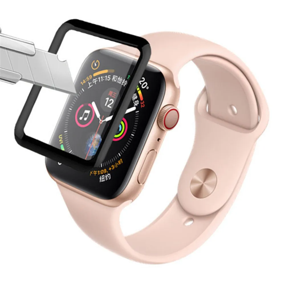 Закаленное стекло для Apple Watch Series 3 2 1 38 мм 42 3D пленка с закругленными краями защита