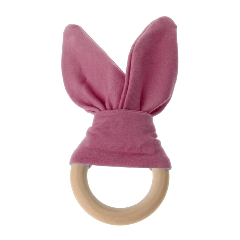 dark pink Кролик грызунок в форме уха ткань деревянный Прорезыватель кольцо с морщинка материал Душ подарок 'zt - Цвет: dark pink