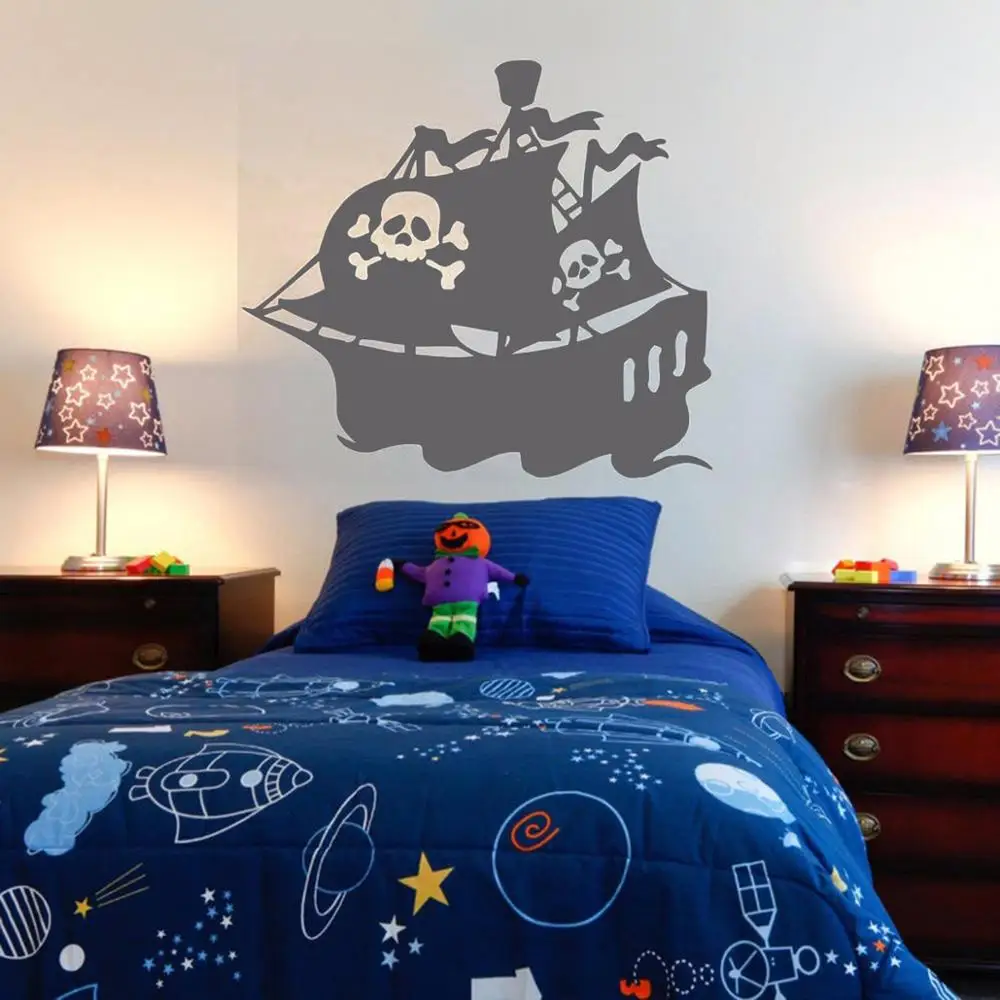 Пиратский корабль Настенная Наклейка Спальня пиратский декор наклейки Золотой