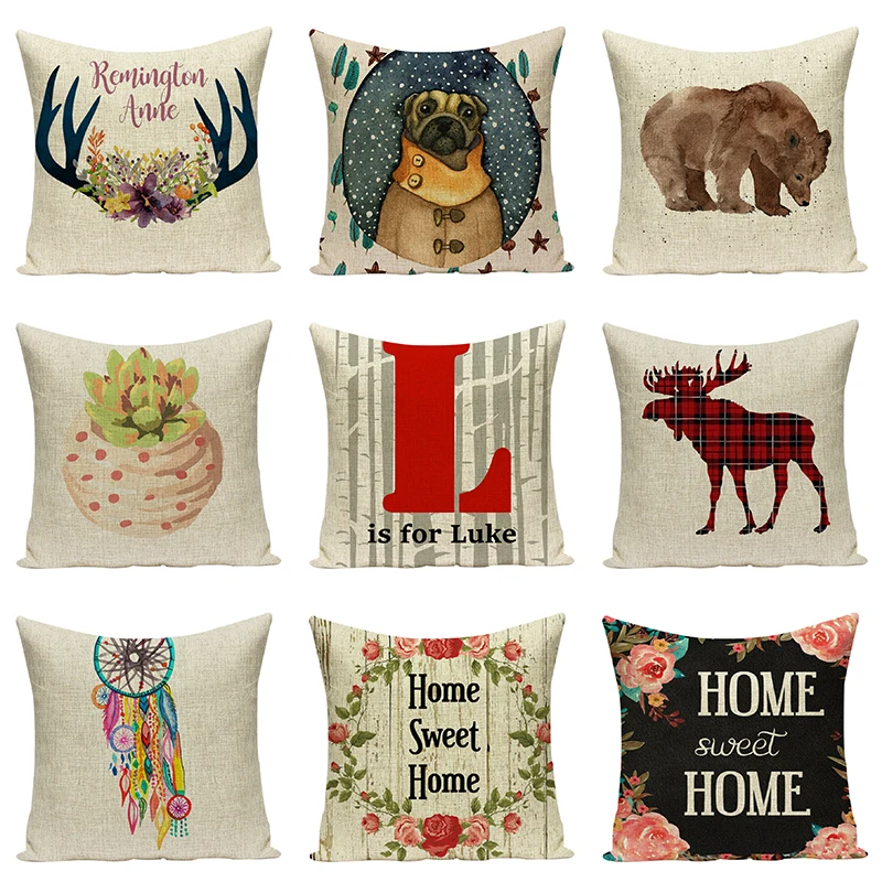 Декоративный чехол для диванной подушки 45x45 см с принтом |