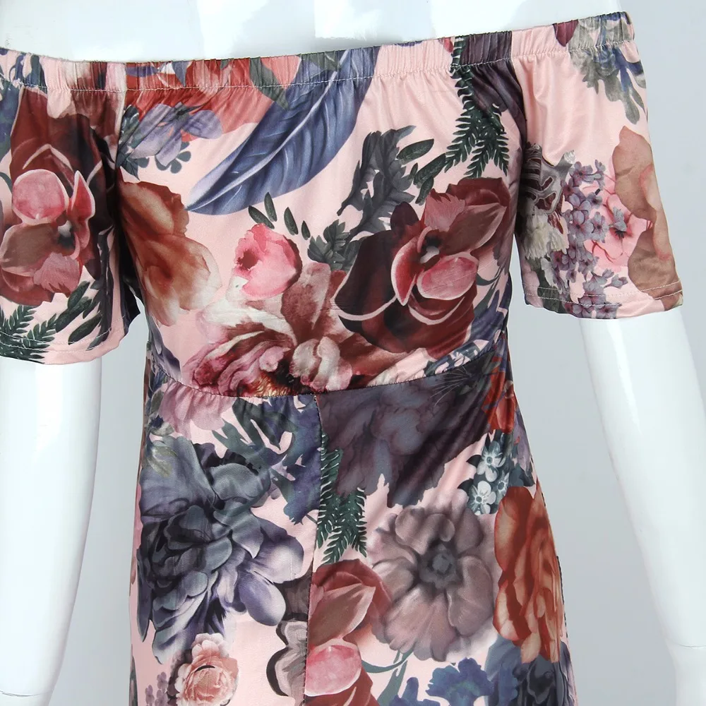 Женское платье с цветочным принтом и открытыми плечами Puseky длинное макси