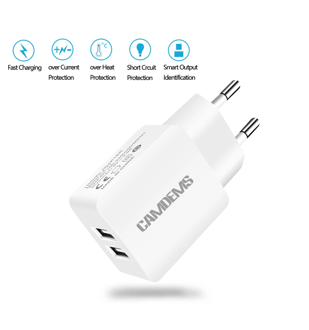 CAMDEMS / 2 в 1, 5V 2A AC, европейский настенный адаптер питания, зарядное устройство+ микро USB-кабель для Samsung s7, s6, Huawei G7, G8 plus, LG G4