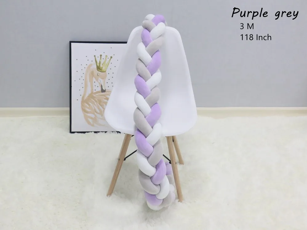Purple grey 3M 1 M/2 M/3M/4M Детские бамперы для кроватки, хлопковая круглая подушка для кроватки, многоцветная Подушка для новорожденных - Цвет: Purple grey 3M