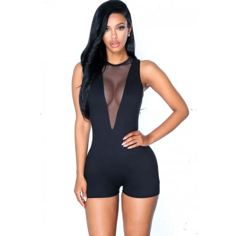 Ysmarket Лето Для женщин пикантные Клубные Bodycon Комбинезоны для Фитнес Черный