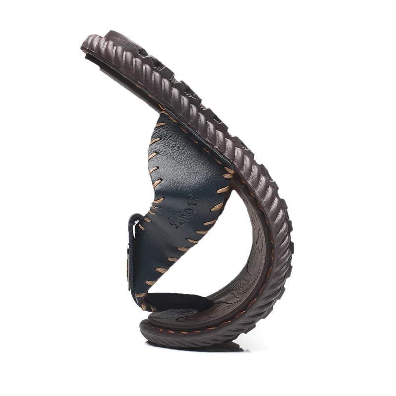 Мужские Пляжные шлепанцы ручной работы коричневые сандалии из натуральной