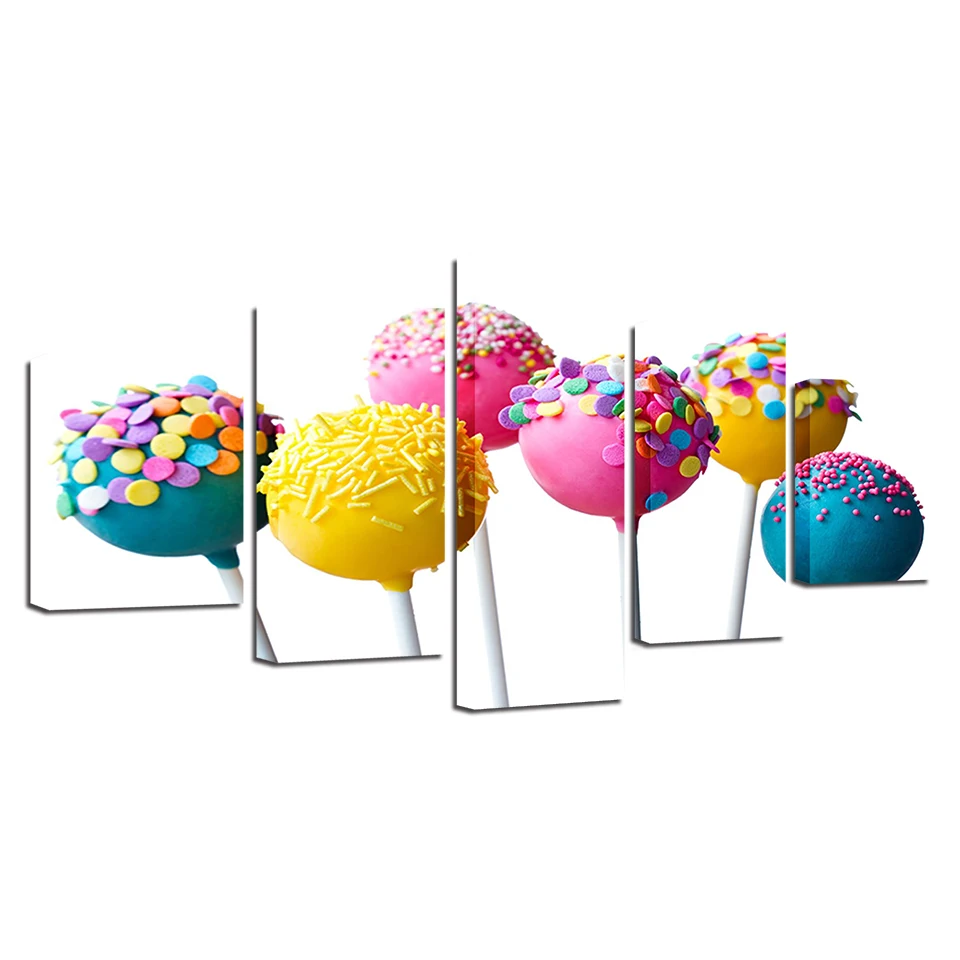 Современные картины Декор для дома гостиной стены 5 шт. цветные леденцы