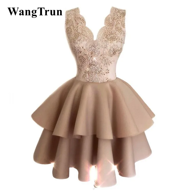 Темно синие шикарные кружевные атласные платья с v образным вырезом и оборками 8