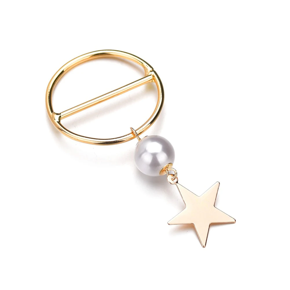 Золотая звезда кулон Брошь булавка Женские аксессуары для девочек имитация