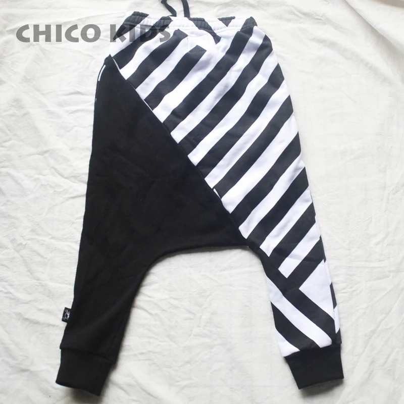 Детские шаровары черно-белые полосатые штаны новая осенняя одежда для мальчиков