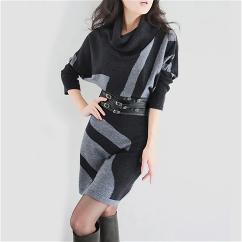 2020 зимний длинный свитер женский Vestidos платье шерстяное рукав &quotлетучая мышь&quot