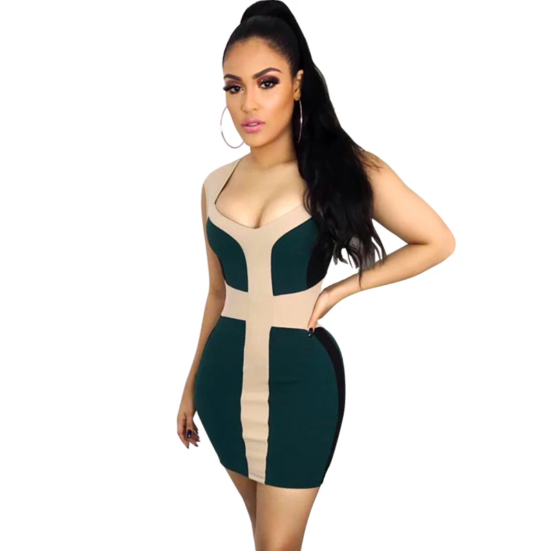 Бандажное платье из искусственного шелка без рукавов с геометрическим узором