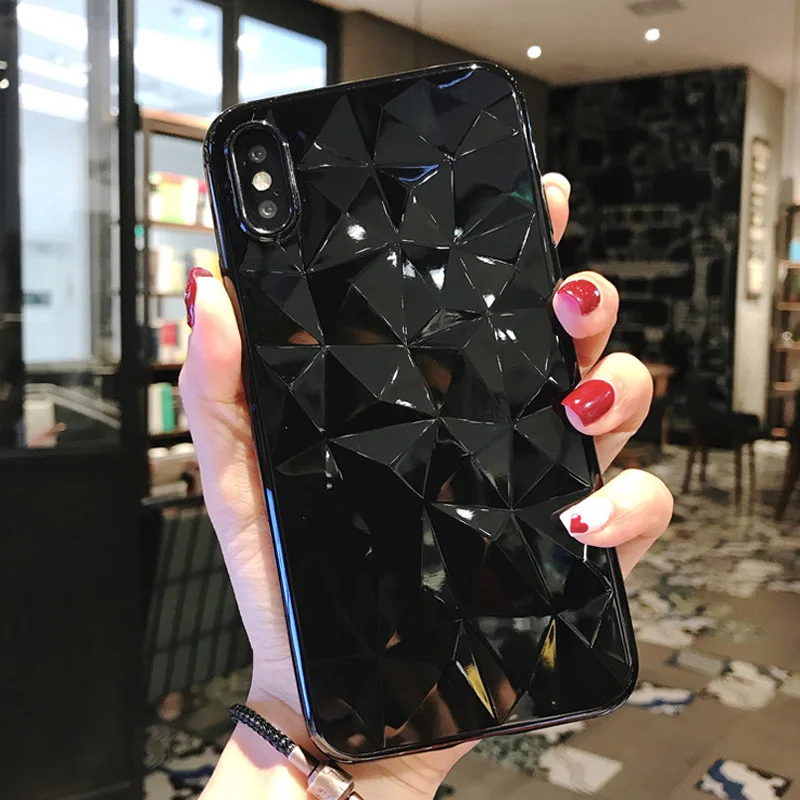SJ8571 Black USLION карамельный цвет чехол для телефона для iPhone 7 6 6S 8 Plus 3D Алмазный Узор прозрачный чехол Капа для iPhone XS Max XR X Мягкий ТПУ чехол s - Цвет: SJ8571 Black