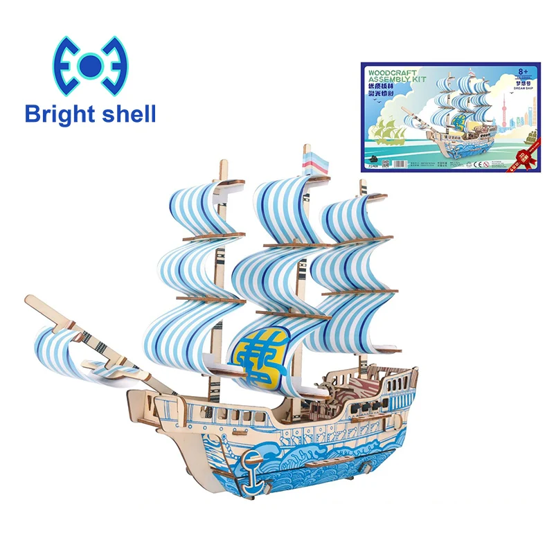 

Creative DIY Laser Cutting 3D sailboat Wooden Puzzle Learning Educational Toy Game Assembly Toys for Children Jigsaw Kids Toys