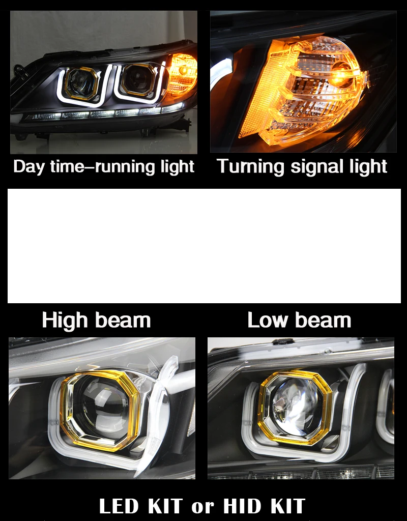 KOWELL автомобильный Стайлинг фара для Honda Accord фара 2013 Accord светодиодный DRL H7 D2H Hid вариант Ангел глаз би ксенон