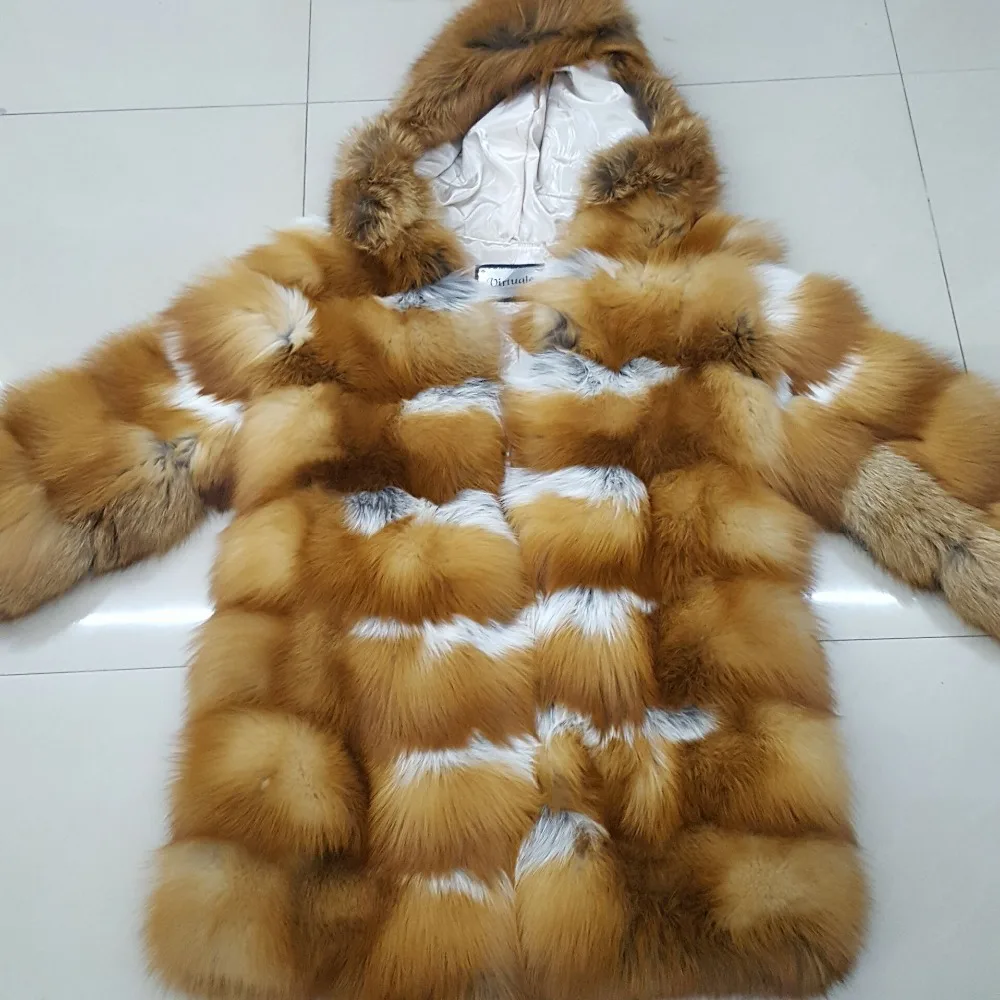 Новое Брендовое длинное пальто из лисьего меха модное женское