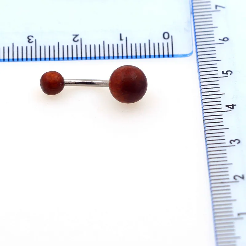 

Hot wholesale new arrival 30pcs 14G MIX COLOR belly button ring wood plain double side screw off navel ring free shipping