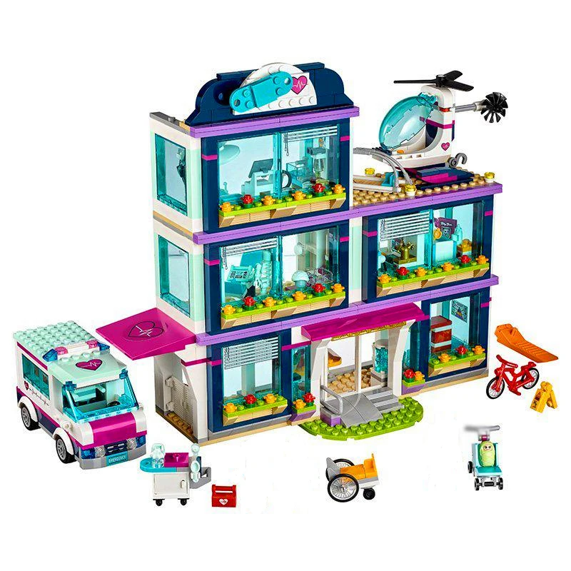 Friends Citys Heartlake больница город фигура совместимый с друзьями 41318 строительные блоки кирпичи рождественские игрушки для детей