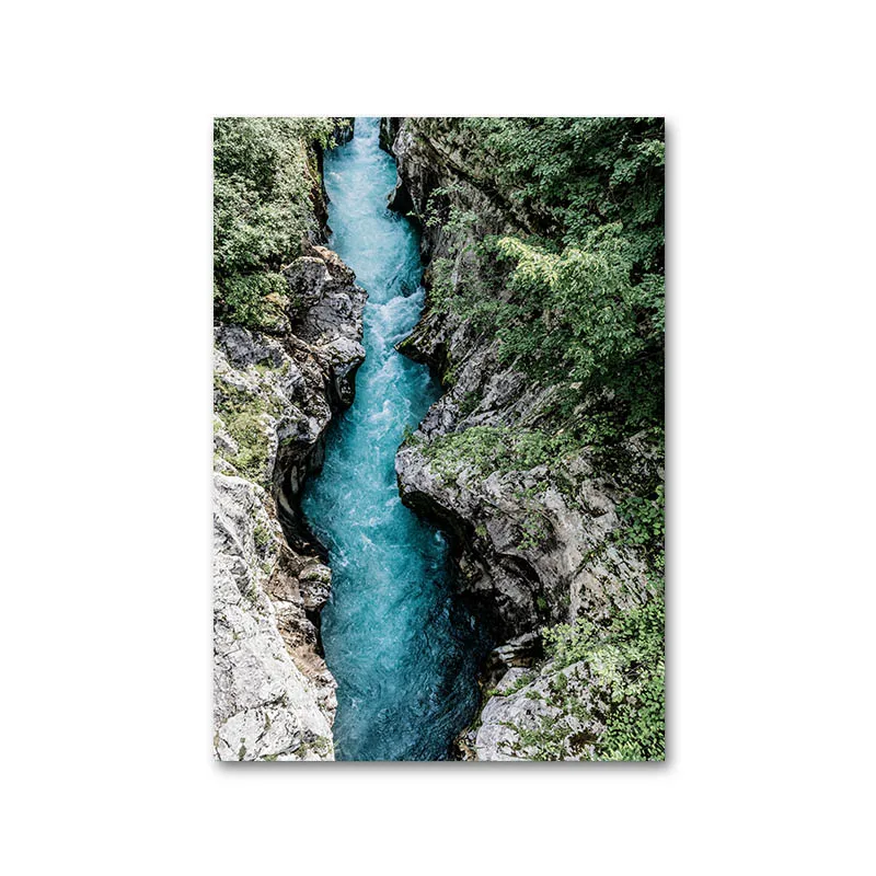 Picture 2 Горное озеро с водопадом картина плакат в скандинавском стиле Печать природы пейзаж стены искусства холст живопись современное оформление комнаты - Цвет: Picture 2