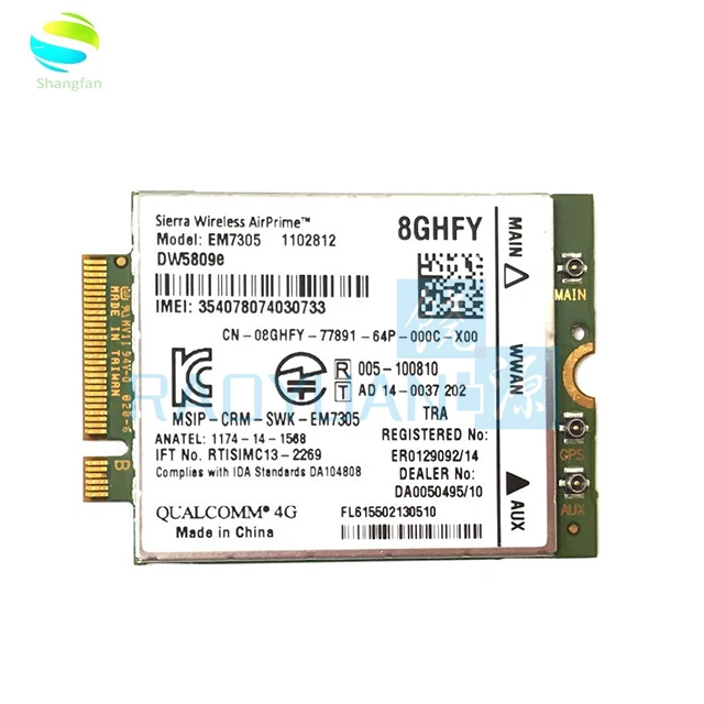 Модуль карты питания DW5809e 6H20D/P9FG8 для Sierra Wireless EM7305 M.2 4G 100M LTE WWAN Dell E7450 E7250/7250 E5550/5550
