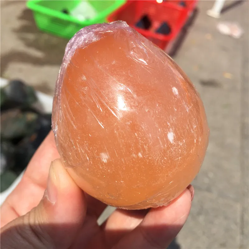 Natural Orange Selenite Egg Crystal Quartz Oval Ball Massage Tool Palm Stones Fraueneis Mineral Specimen As Gifts | Дом и сад