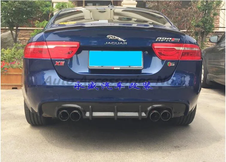 Rear Diffuser 4 Углеродного волокна передний и задний бампер спойлер Диффузор Крышка для Jaguar XE by EMS - Цвет: Rear Diffuser 4