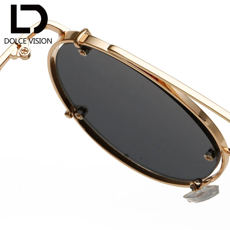 Женские круглые солнцезащитные очки с металлической Золотой оправой брендовые