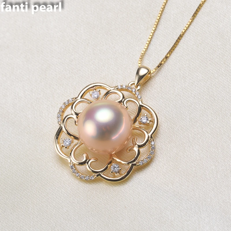 FANTI Real Natural freshwater pearl necklace with 925 sterling silver pendant for women jewelry 8-10mm | Украшения и аксессуары