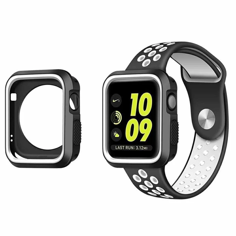 Защитный чехол с силиконовым спортивным ремешком цветной ремешок для Apple Watch iwatch