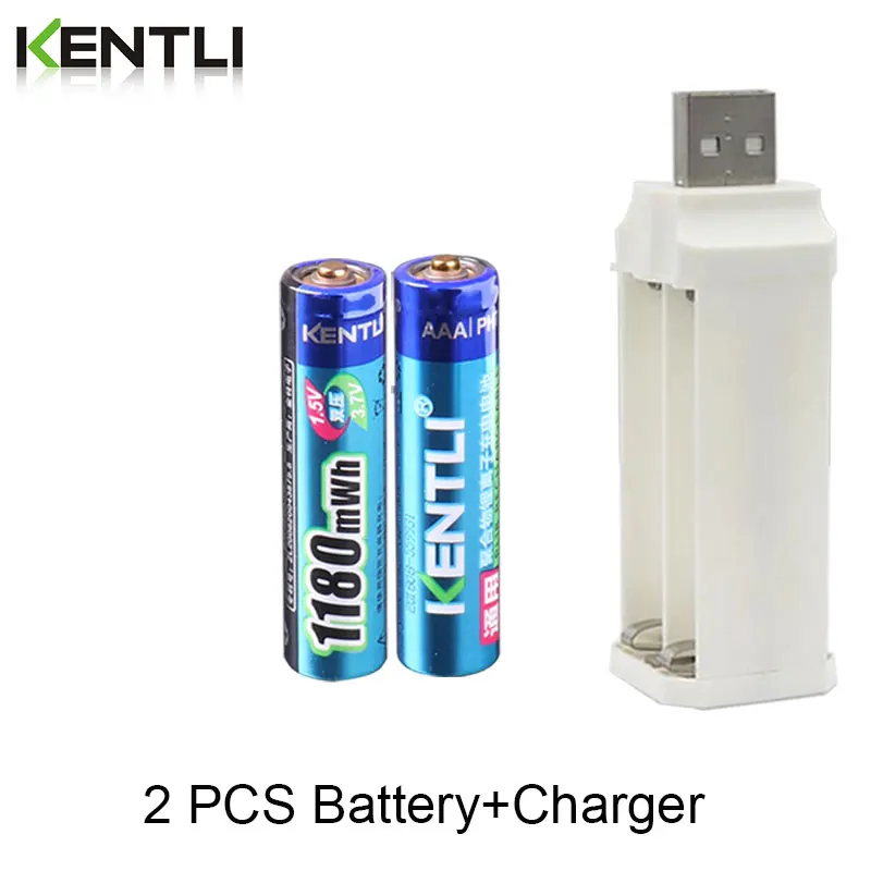 2 pcs KENTLI 1,5 v 1180mWh aaa полимерная литий-ионная аккумуляторная батарея+ 4 слота литий-ионная зарядка - Цвет: 2 pcs