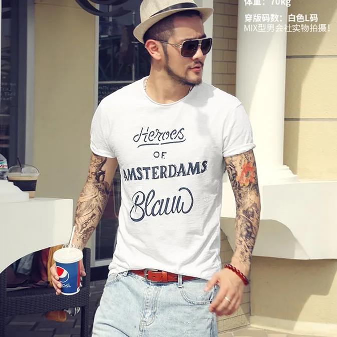 Новое поступление 2019 Мужская футболка повседневные быстросохнущие облегающие