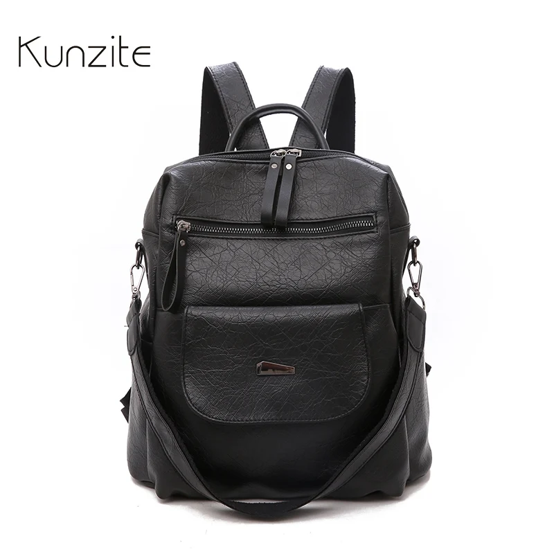 Кожаный рюкзак сумки для женщин 2018 Дамский Большой Вместительный ноутбука сумка