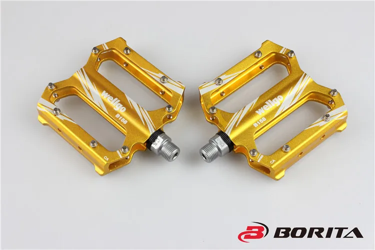 yellow Оригинальные велосипедные педали Wellgo B158, алюминиевые педали для езды на велосипеде с ЧПУ 6061, педали для шоссейного велосипеда, сверхлегкие педали для горного велосипеда BMX с подшипником - Цвет: yellow