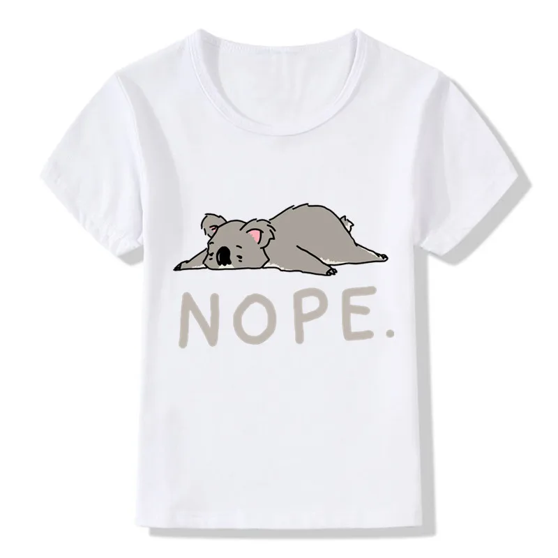 Детские Забавные футболки с принтом Nope Koala/Cat детские летние топы футболка