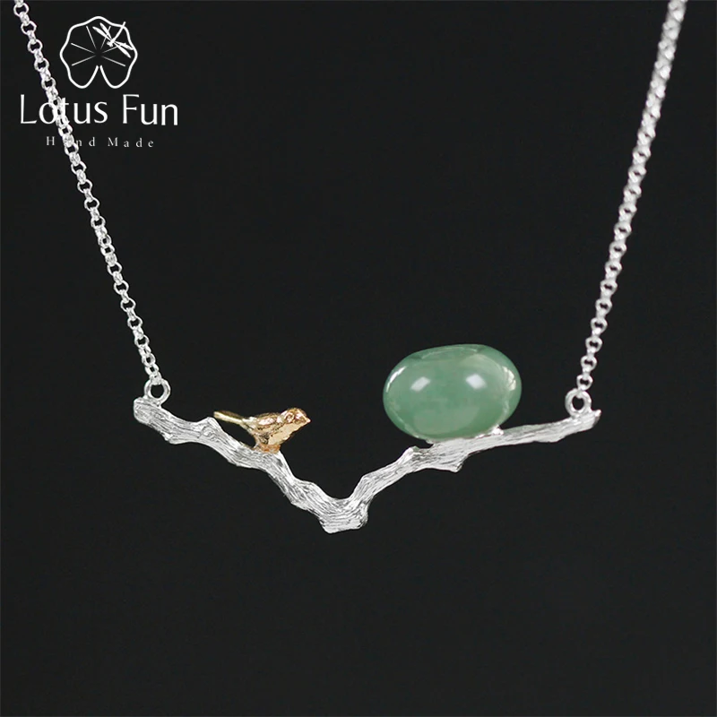 Lotus Fun реальные 925 серебро натуральных камней ручной работы Fine Jewelry retray птица