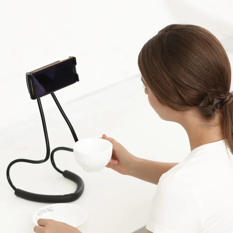 moeff quality universal lazy neck phone holder stand cell mobile phone holder flexible mount for iphone soporte movil celular free global shipping