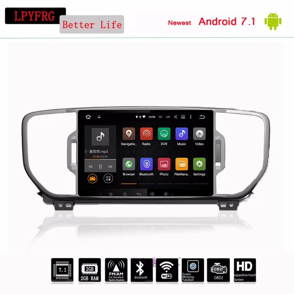 9 дюймовый Восьмиядерный 1024*600 Android 8.0Car DVD Gps плеер для KIA sportage 2016 2017 автомобильное