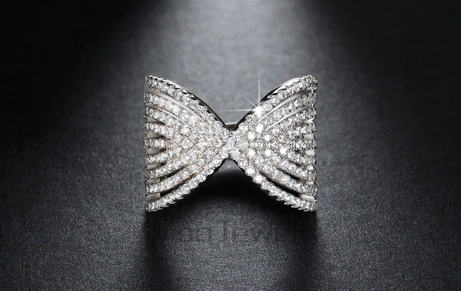 ORSA JEWELS, дизайн с бантом, блестящие Австрийские фианиты AAA, серебряные кольца для женщин, обручальное кольцо без содержания свинца и никеля OR90