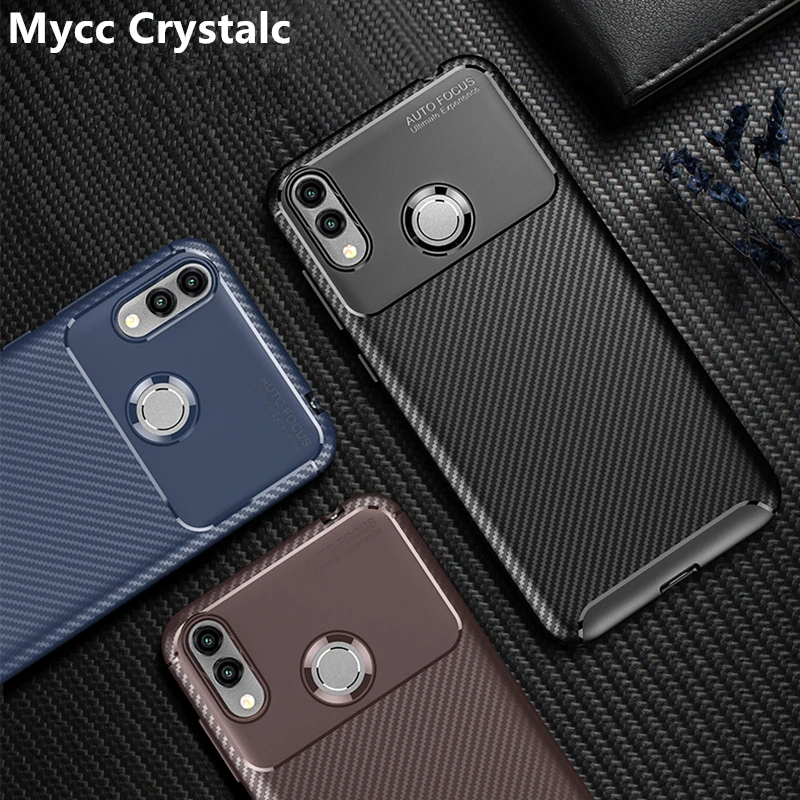 Чехол из углеродного волокна для Huawei Honor 8C тонкий прочный противоударный мягкий
