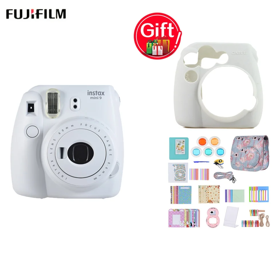 White Fujifilm Instax Mini 9 Instax камера+ 14 в 1 комплект аксессуаров для Fujifilm Instax Mini 9/8/8+/8s+ силиконовый мини 9 чехол для камеры - Цвет: White