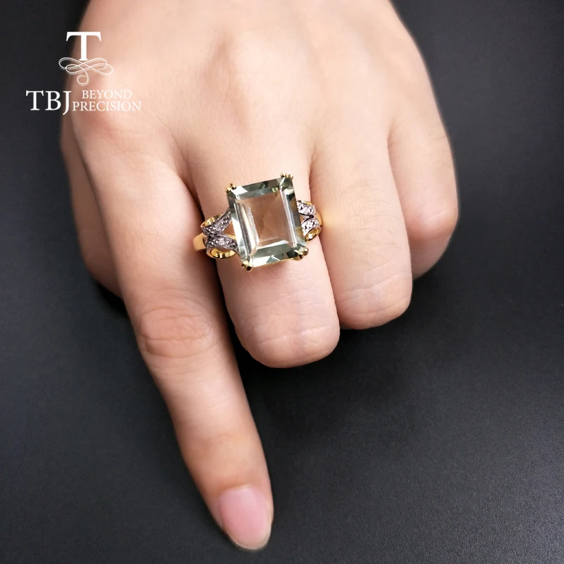 Женское кольцо из с аметистом празиолита TBJ подарочное украшение натуральным
