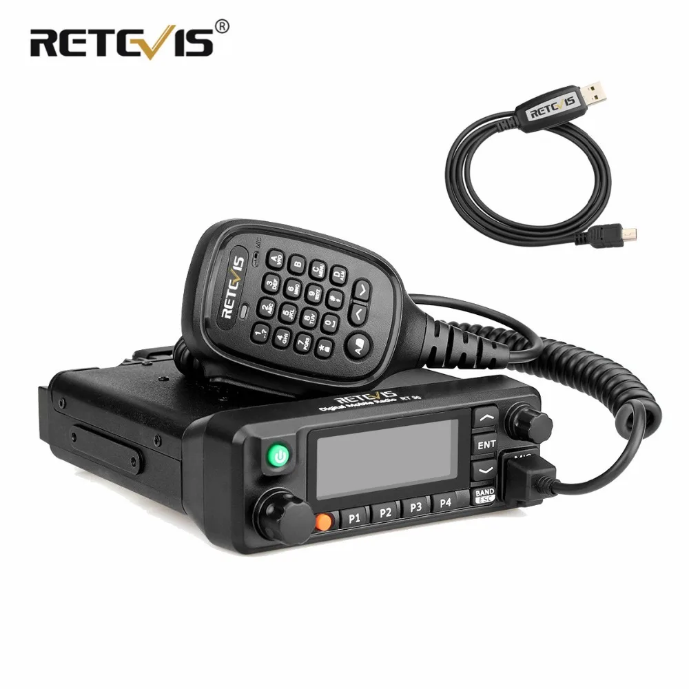 Цифровая Мобильная рация RETEVIS RT90 DMR Автомобильная с GPS 50 Вт двухдиапазонный УКВ