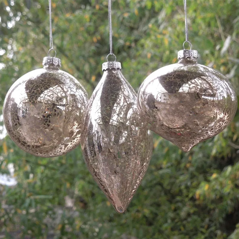 

Free Shipping 3pcs/pack Inner Silver Craft Glass Pendant Christmas Day Tree Decorative Glass Globe Hanging Ornaments