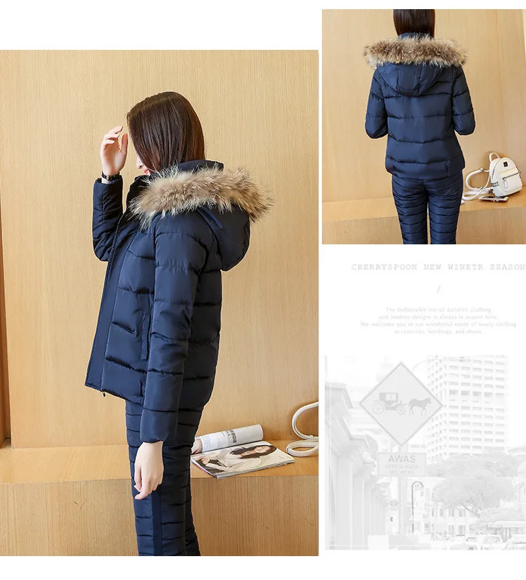 New Fashion Cotton Clothes Women Two piece Suit of Slimming and Thickening Down 8813