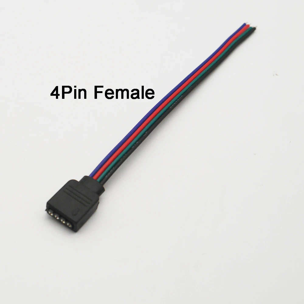 4Pin Female 5 шт. 4pin 5Pin светодиодный кабель Мужской Женский Разъем адаптер провода для 5050 3528 SMD RGB RGBW светодиодный светильник RGB RGBW светодиодный контроллер - Цвет: 4Pin Female